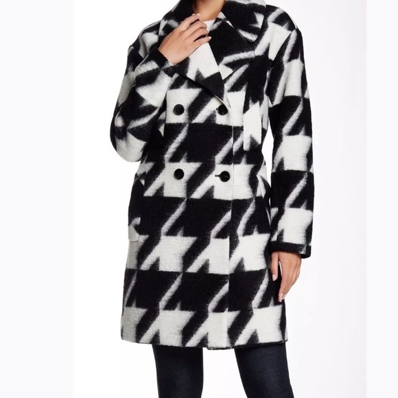 7 for all mankind houndstooth wool trench coat - Picture 1 of 2